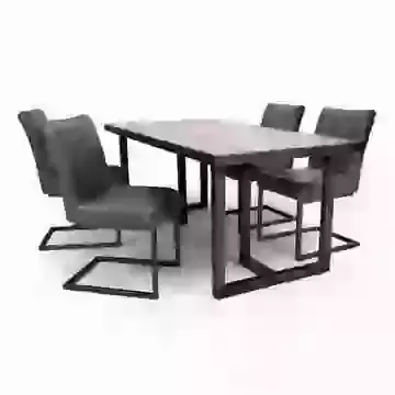 1.6m Oak Effect Industrial Dining Table and Chairs